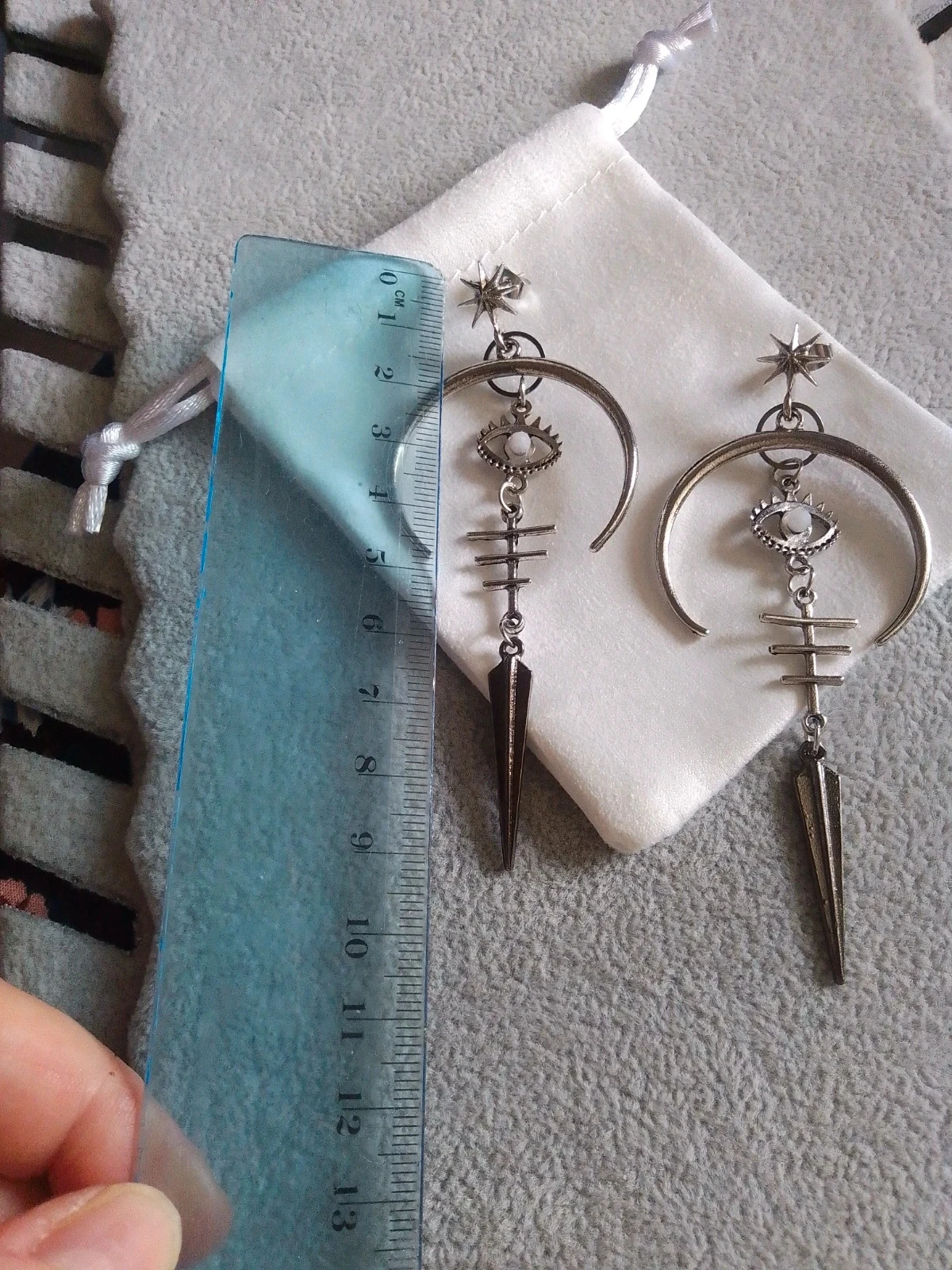 Silver earrings with white stones – photo 2